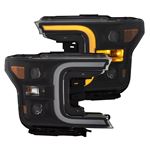 Anzo LED Projector Headlights w/Plank Style Switchback Black w/Amber LED (111400)