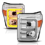 Anzo Projector Headlights w/Plank Style Switchback; Chrome w/Amber; Pair (111407)