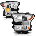 Anzo Projector Headlights w/Plank Style Design; Chrome w/Amber Sequential Turn Signal (111409)