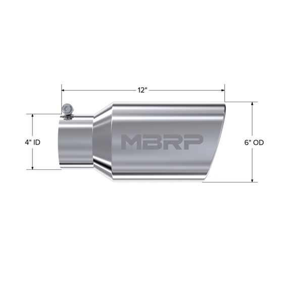 MBRP Tip 6" OD. Angled Rolled End. 4"-2