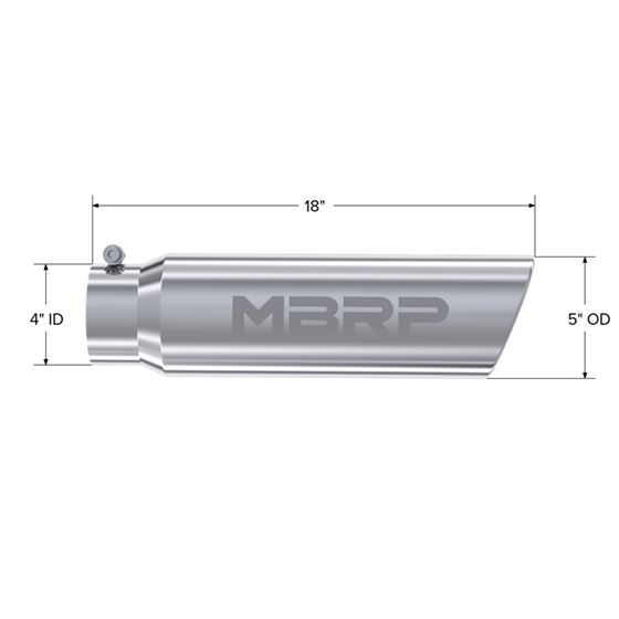 MBRP Tip. 5in. O.D. Angled Rolled End. T304 Sta-2