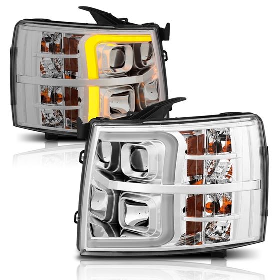 Anzo Projector Headlights w/Plank Style Switchback; Chrome w/Amber; Pair (111411)