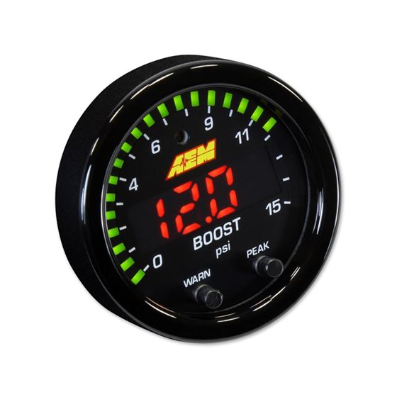 AEM X-Series Pressure Gauge 015psi Black Bezel-2