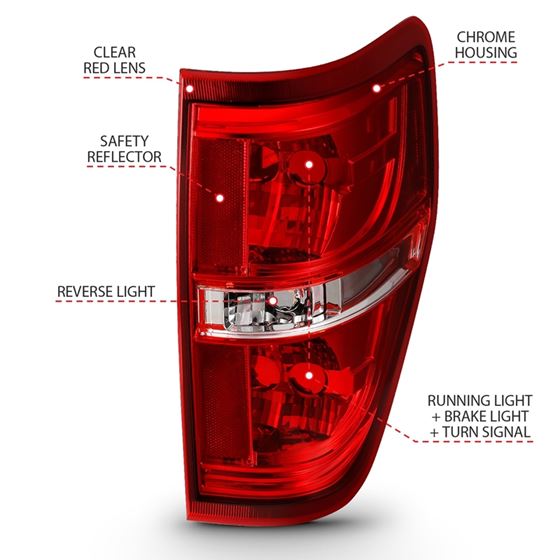 Anzo Tail Light Assembly; Red/Clear Lens; w/o Bu-4