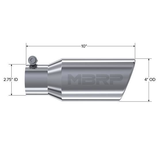 MBRP Tip. 4in. O.D. Angled Rolled End 2 3/4in.-2