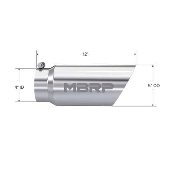 MBRP Tip. 5in. O.D. Dual Wall Angled 4in. let 1-2
