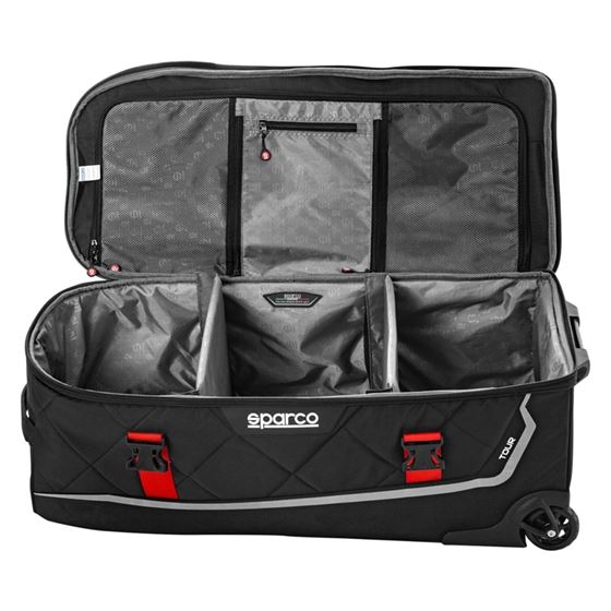 Sparco Tour Rolling Duffel Bag, Black/Red (01643-2