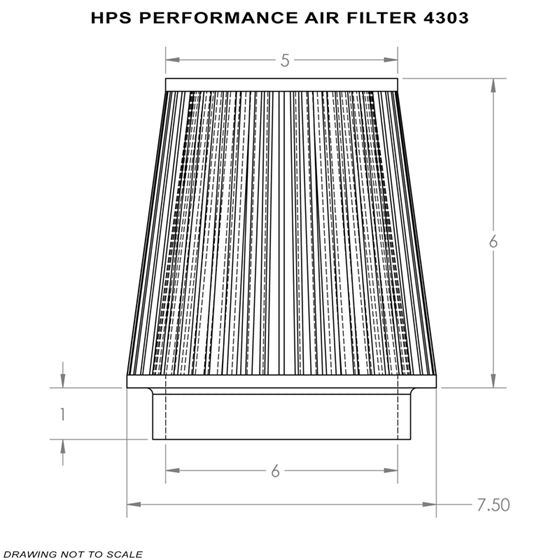 HPS High Flow Performance Air Filter,6" Fla-2