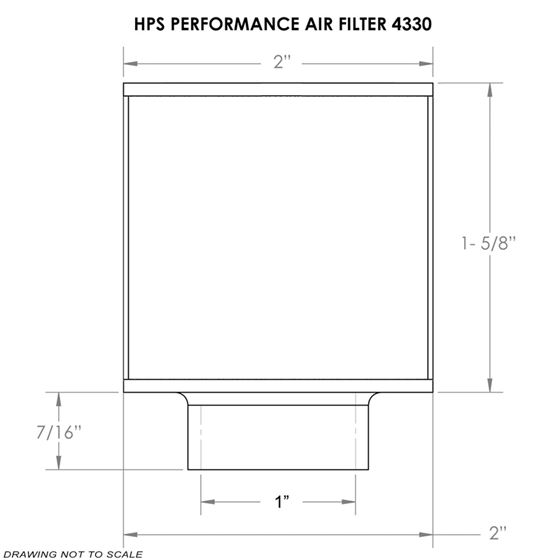 HPS Performance air filter, 1" flange ID,-2