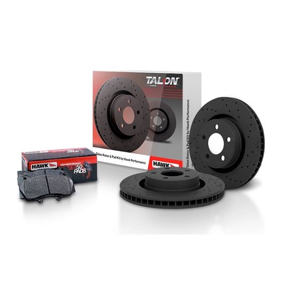 Hawk Performance Talon Cross-Drilled and Slotted and HPS 5.0 Brake Pad Kit (HKC5006.602B)