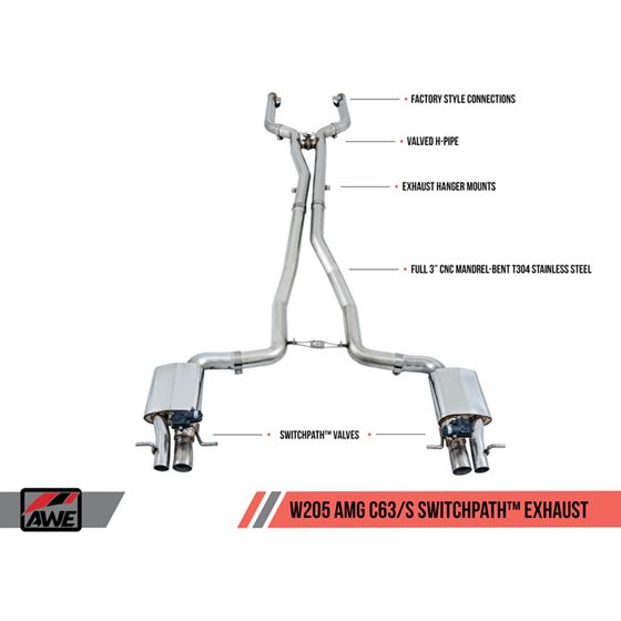 AWE SwitchPath Exhaust System for  W205 AMG C63-4