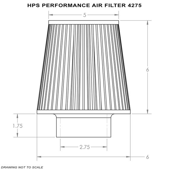 HPS High Flow Performance Air Filter,2.75"-2