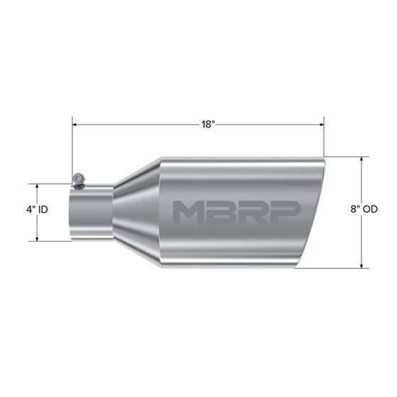 MBRP Tip. 8in. O.D. Rolled End. 4in. let 18in.-2