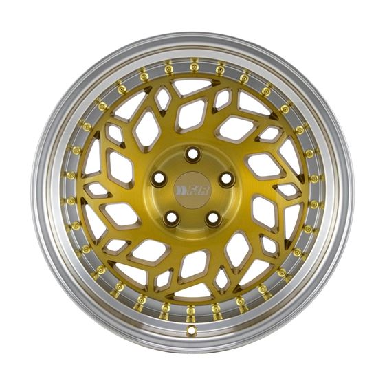 F1R R32 18x8.5 - Brushed Gold/ Polish Lip Wheel-2