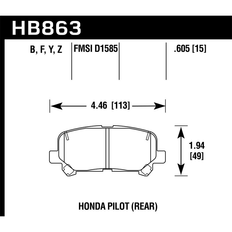 Hawk Performance HPS 5.0 Brake Pads (HB863B.605)