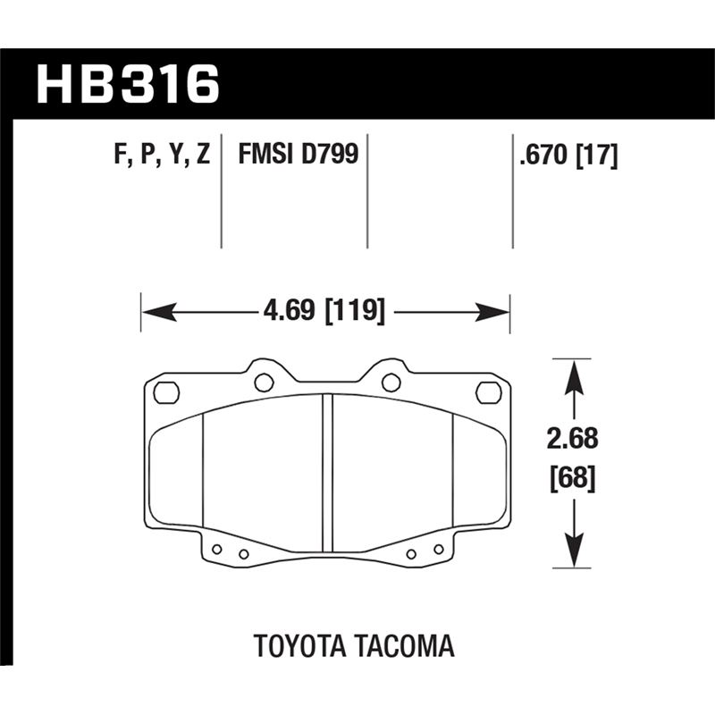 Hawk Performance Performance Ceramic Brake Pads (H