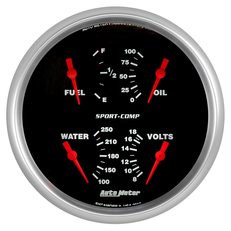 AutoMeter 5" QUAD GA, FUEL LEVEL, 0-90 OHM, S