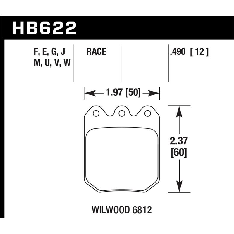 Hawk Performance Black Disc Brake Pad (HB622M.550)