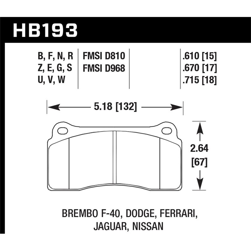 Hawk Performance DTC-70 Brake Pads (HB193U.610)