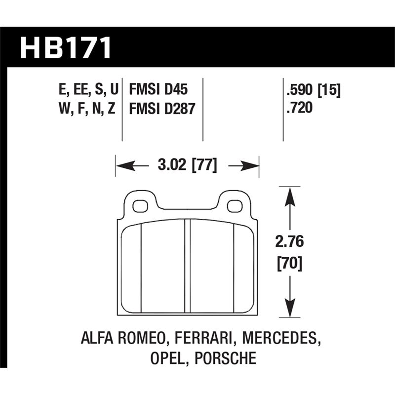 Hawk Performance Blue 9012 Brake Pads (HB171E.590)