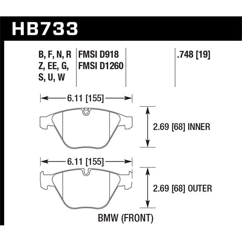 Hawk Performance DTC-60 Brake Pads (HB733G.748)