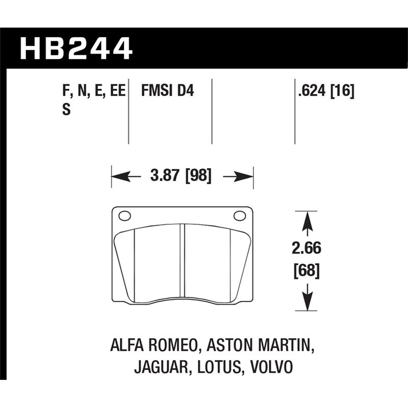 Hawk Performance Blue 9012 Brake Pads (HB244E.624)