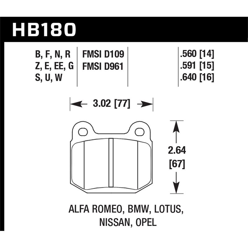 Hawk Performance HP Plus Brake Pads (HB180N.560)