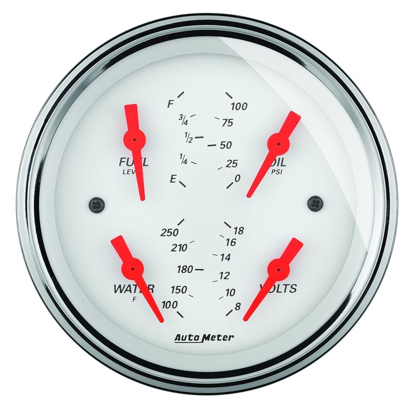 AutoMeter Arctic White 5in Quad GA, Fuel Level, 0-
