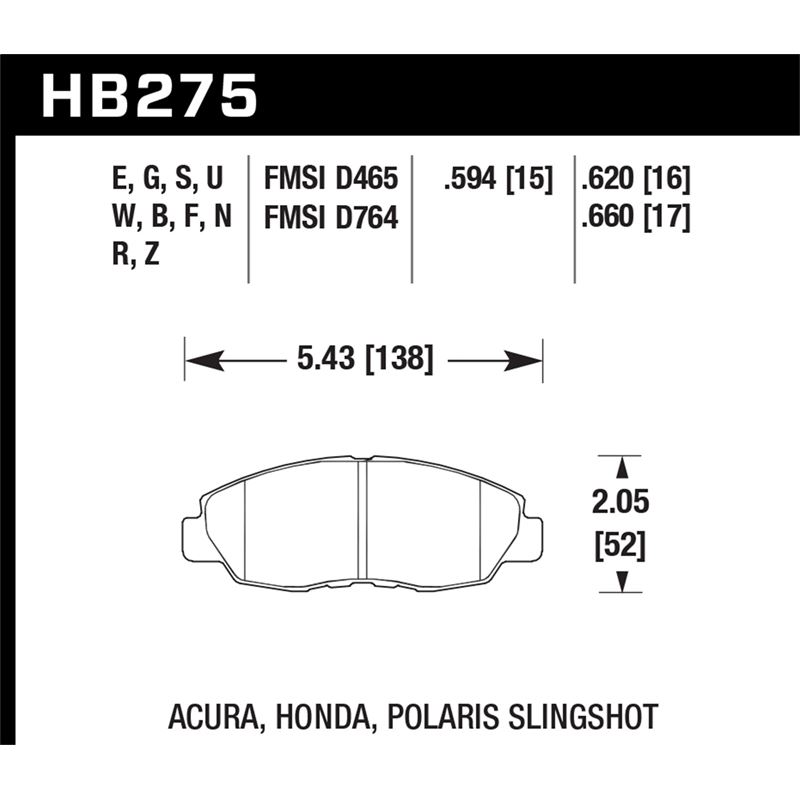 Hawk Performance HPS Brake Pads (HB275F.620)
