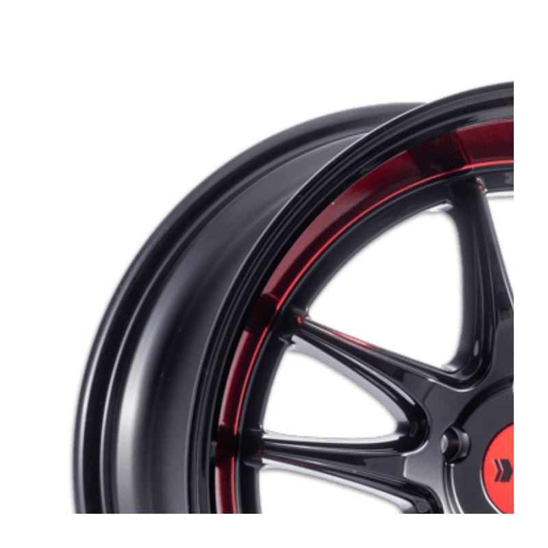 F1R F102 18x8.5 - Gloss Black/ Red Lip Wheel