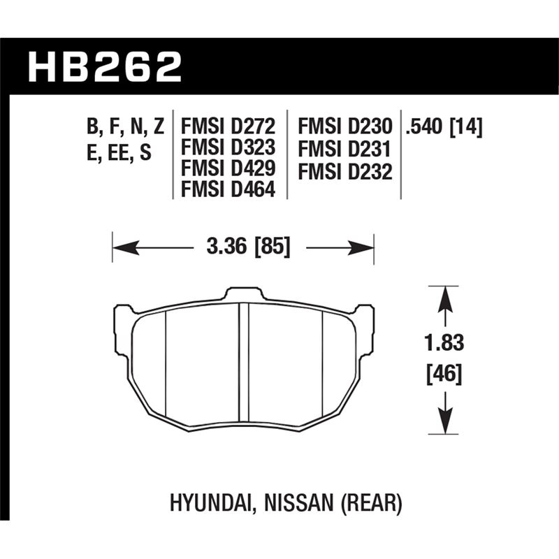 Hawk Performance HPS Brake Pads (HB262F.540)