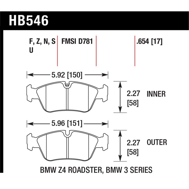 Hawk Performance HPS 5.0 Brake Pads (HB546B.654)