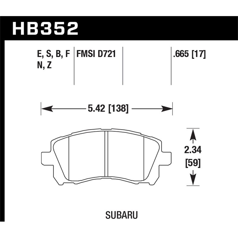 Hawk Performance Blue 9012 Brake Pads (HB352E.665)