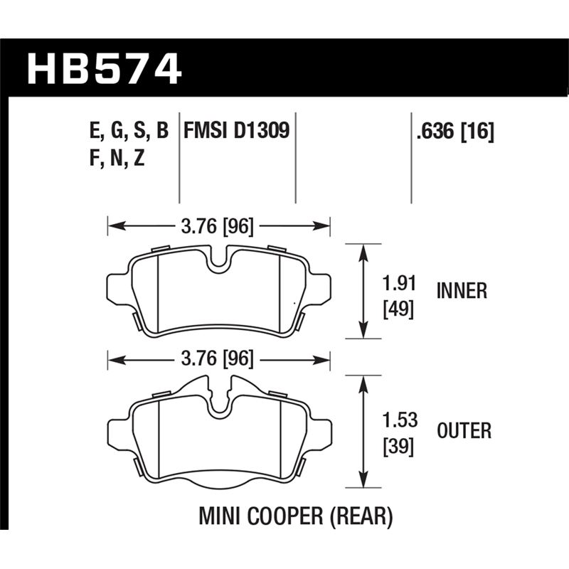 Hawk Performance HPS Brake Pads (HB574F.636)