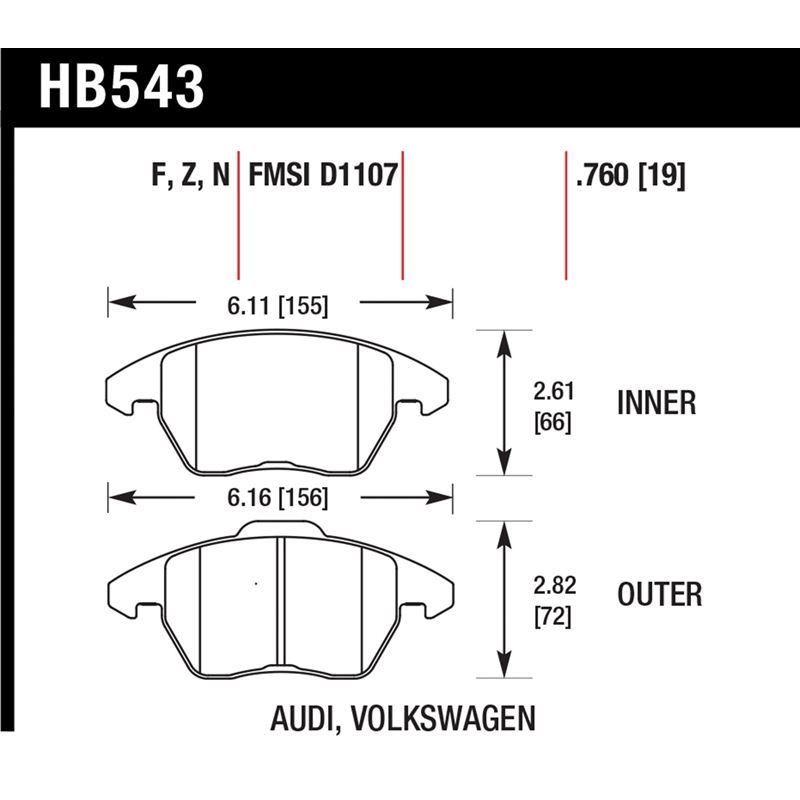 Hawk Performance HPS 5.0 Brake Pads (HB543B.760)