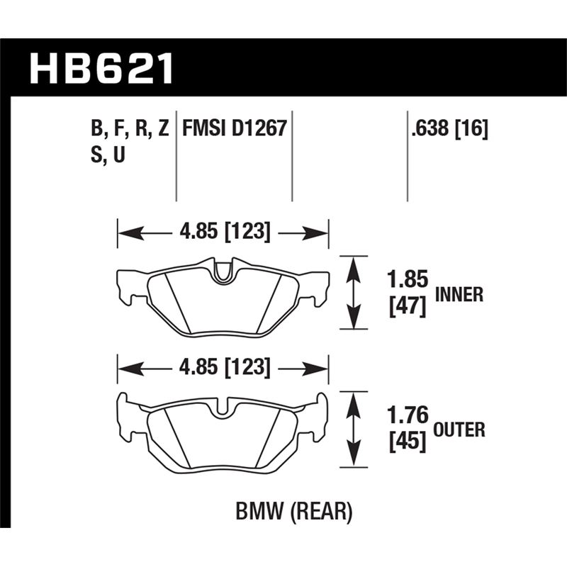 Hawk Performance HPS Brake Pads (HB621F.638)