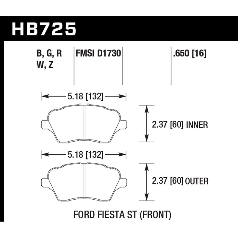 Hawk Performance HPS 5.0 Brake Pads (HB725B.650)