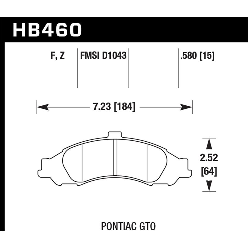 Hawk Performance HPS Brake Pads (HB460F.580)