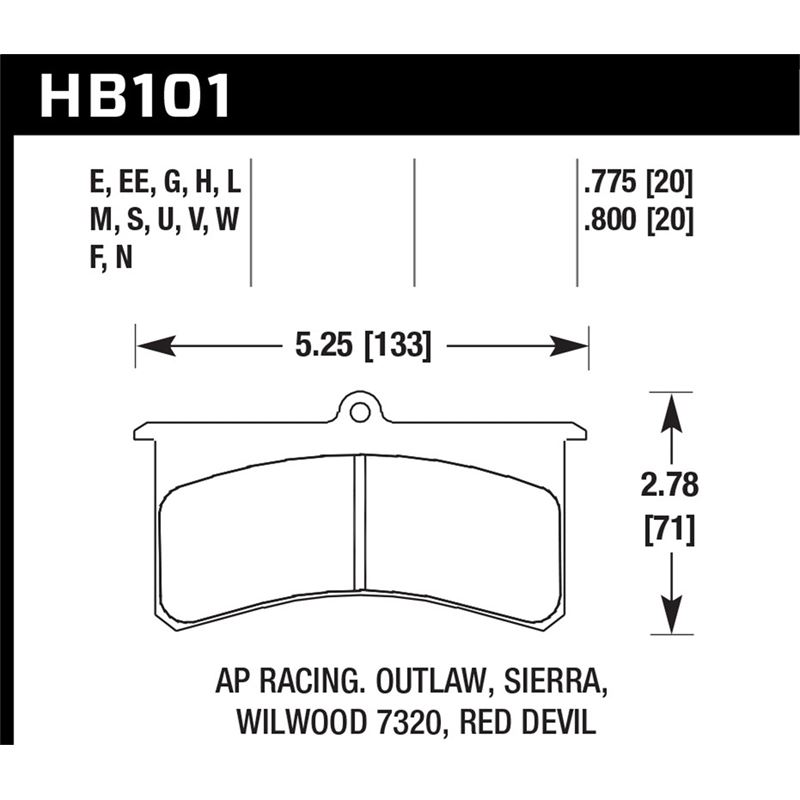 Hawk Performance DTC-70 Disc Brake Pad (HB101U.800