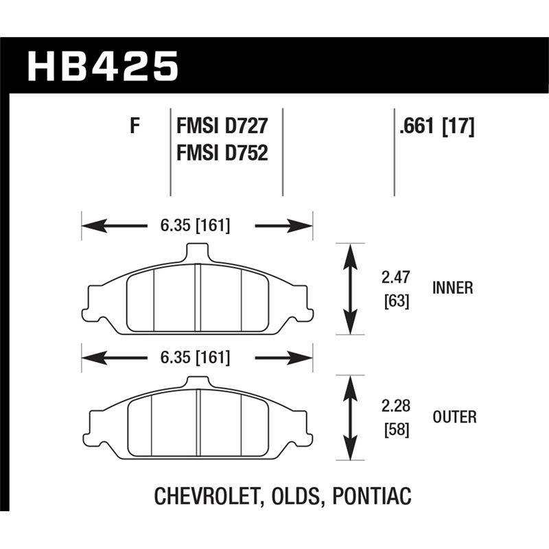 Hawk Performance HPS Brake Pads (HB425F.661)