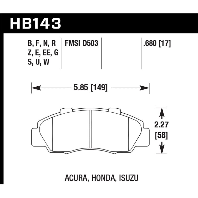 Hawk Performance HPS Brake Pads (HB143F.680)