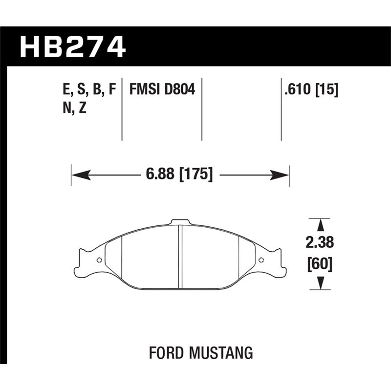 Hawk Performance HPS Brake Pads (HB274F.610)