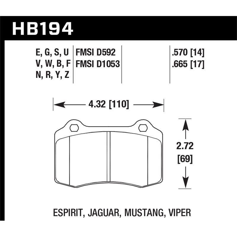 Hawk Performance DTC-50 Brake Pads (HB194V.665)