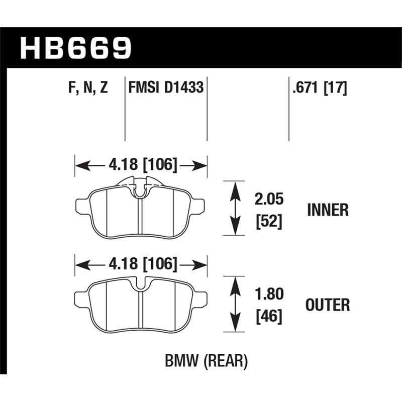 Hawk Performance HP Plus Brake Pads (HB669N.671)
