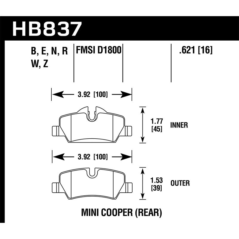 Hawk Performance DTC-30 Brake Pads (HB837W.621)