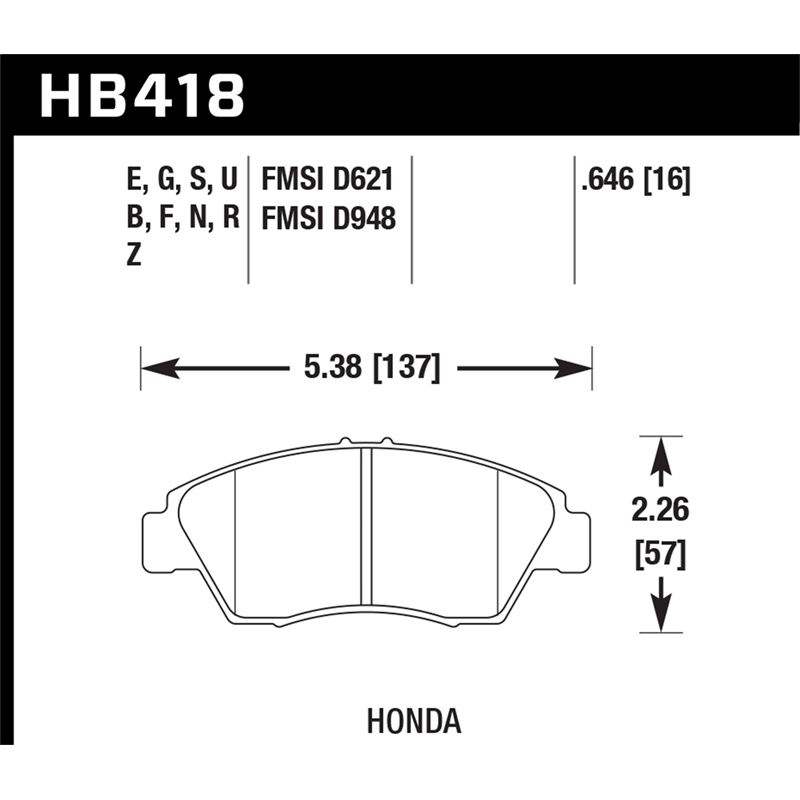 Hawk Performance Blue 9012 Brake Pads (HB418E.646)