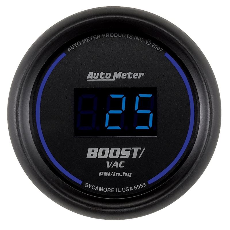AutoMeter Cobalt Digital 52.4mm Black Vacuum/Boost