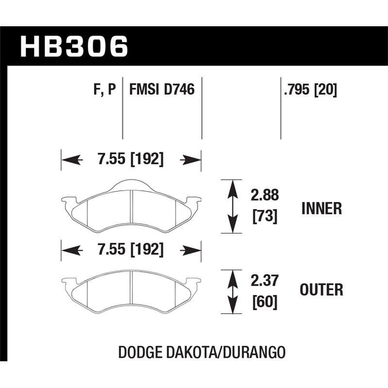 Hawk Performance HPS Brake Pads (HB306F.795)