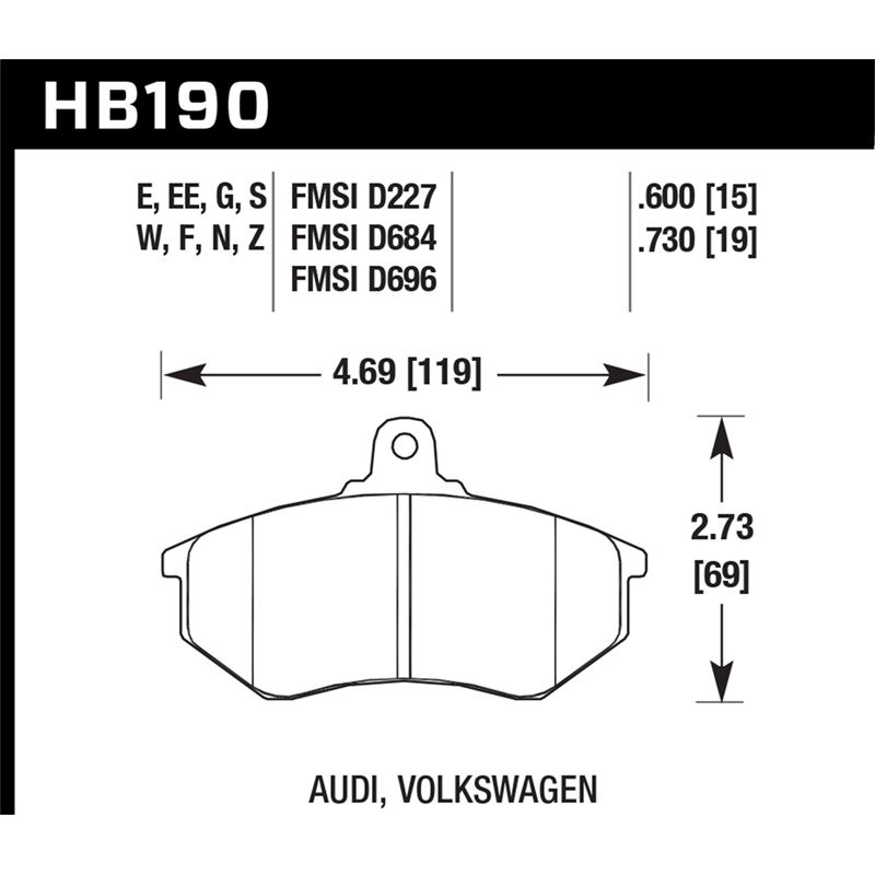 Hawk Performance HPS Brake Pads (HB190F.600A)