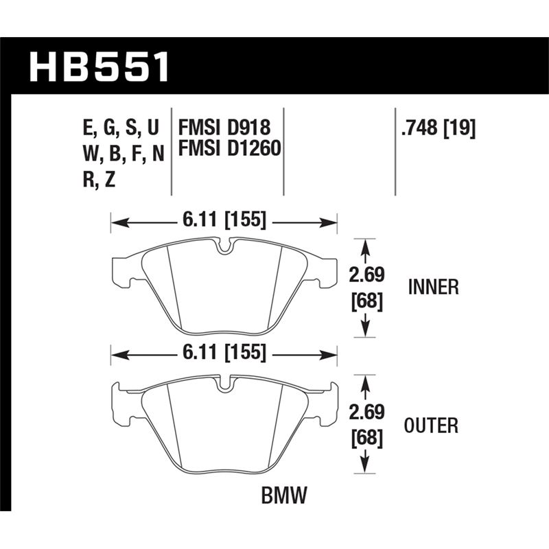 Hawk Performance HP Plus Brake Pads (HB551N.748)